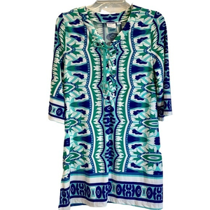 Beach Break Teal Printed Swim Coverup‎ XS